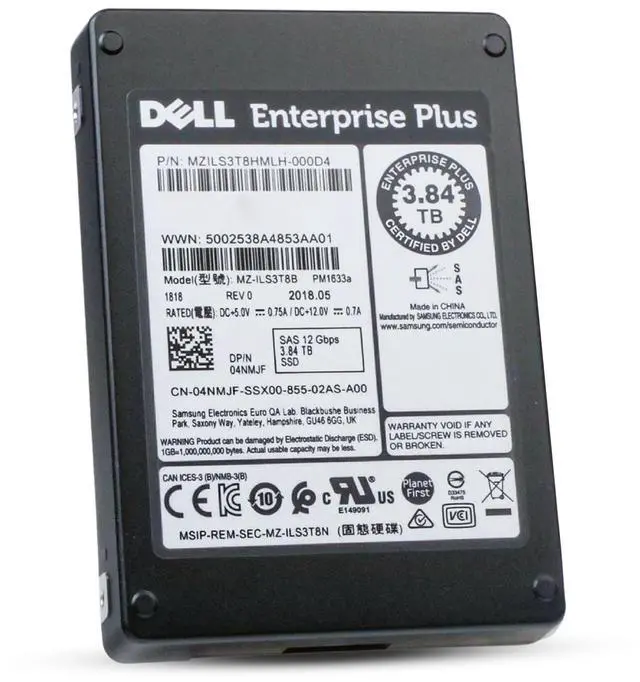 Alt view image 5 of 7 - Dell/Samsung PM1633a MZ-ILS3T8B 3.84TB 1 DWPD SAS 12Gb/s 3D TLC 2.5in Refurbished SSD