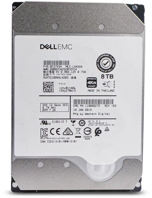 Alt view image 4 of 7 - Dell/Western Digital Ultrastar DC HC510 HUH721008AL4205 0F27409 8TB 7.2K RPM SAS 12Gb/s 4Kn 256MB 3.5in Enterprise Hard Drive