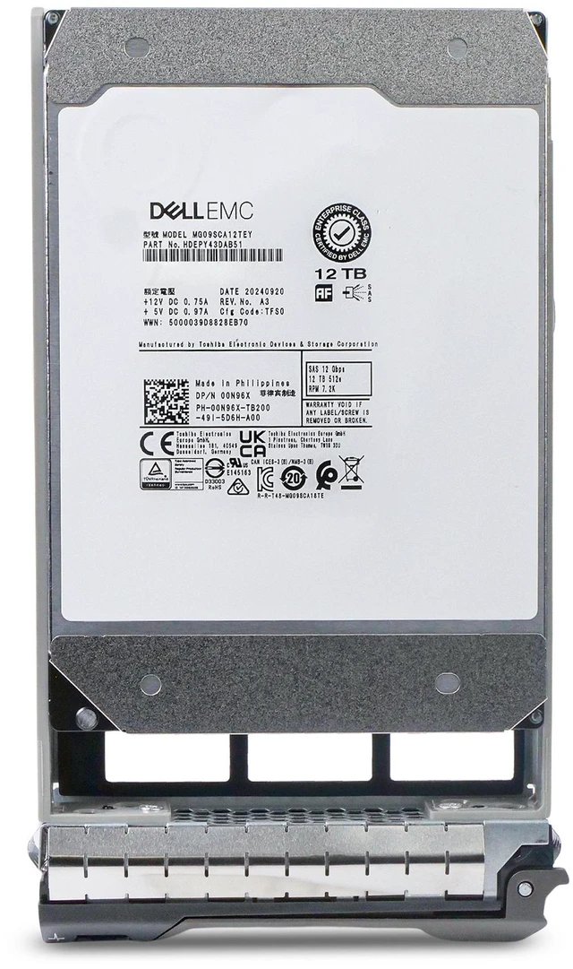 Alt view image 3 of 7 - Dell G13 00N96X 12TB 7.2K RPM SAS 12Gb/s 512e 512MiB 3.5in Enterprise Hard Drive