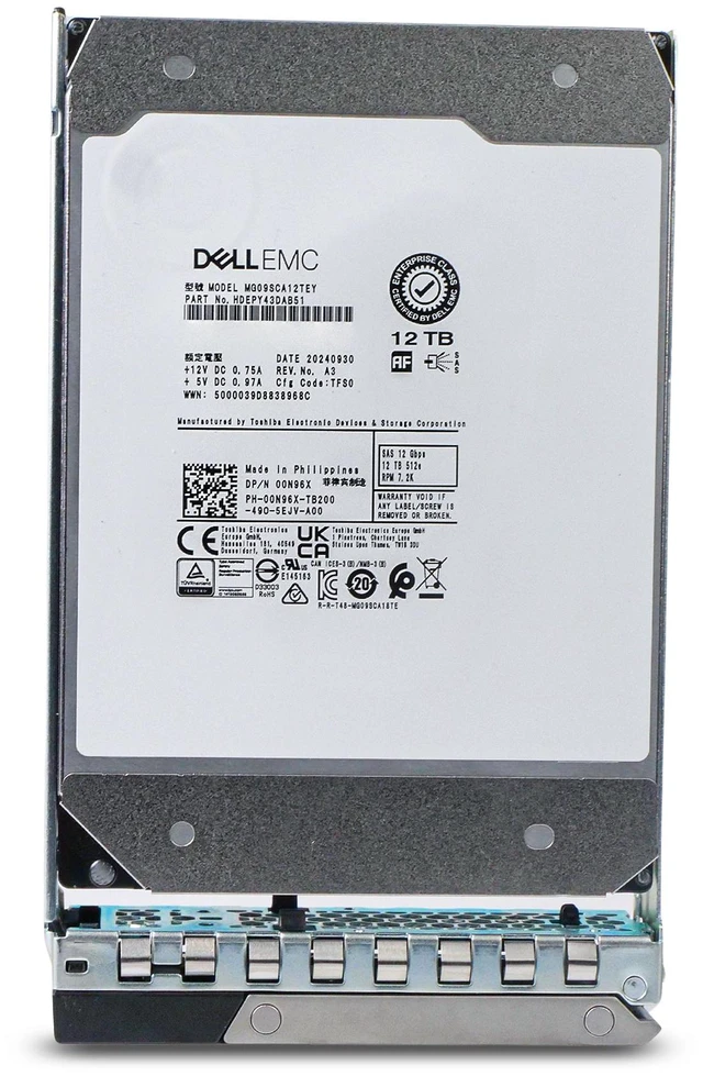 Alt view image 3 of 7 - Dell G14 00N96X 12TB 7.2K RPM SAS 12Gb/s 512e 512MiB 3.5in Enterprise Hard Drive
