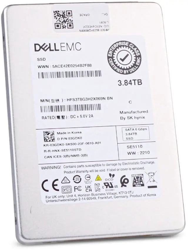 Alt view image 4 of 7 - Dell/SK Hynix SE5110 HFS3T8G3H2X069N 3.84TB SATA 6Gb/s 3D TLC 1 DWPD 2.5" Read Intensive Solid State Drive