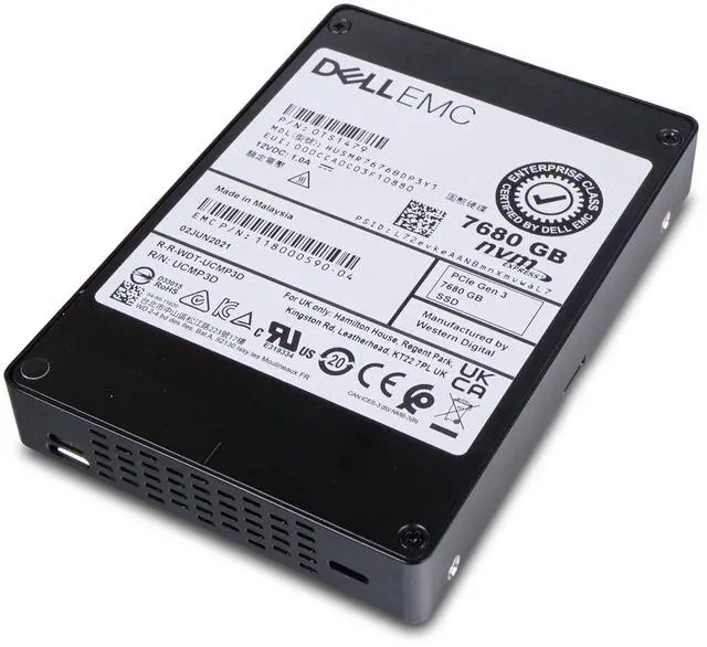 Alt view image 6 of 7 - Dell/Western Digital Ultrastar DC SN200 HUSMR7676BDP3Y1 0TS1479 7.68TB 1 DWPD PCIe Gen 3.0 x4 4GB/s MLC U.2 NVMe 2.5in Read Intensive Enterprise Solid State Drive