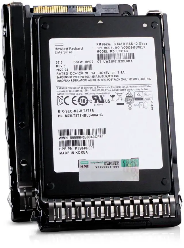 Main image of HP Generation 8 VO003840JWZJK P15848-003 3.84TB 1 DWPD SAS 12Gb/s 3D TLC 2.5in Read-Intensive Solid State Drive
