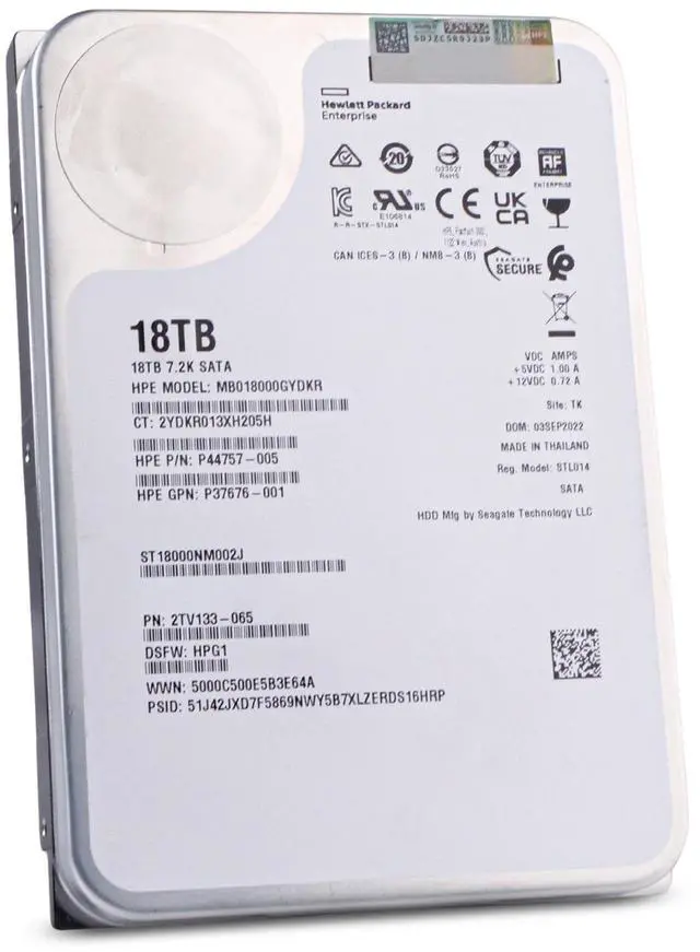 Alt view image 4 of 7 - HP/Seagate Exos X18 ST18000NM002J 18TB 7.2K RPM SATA 6Gb/s 512e 256MB 3.5in Enterprise Hard Drive