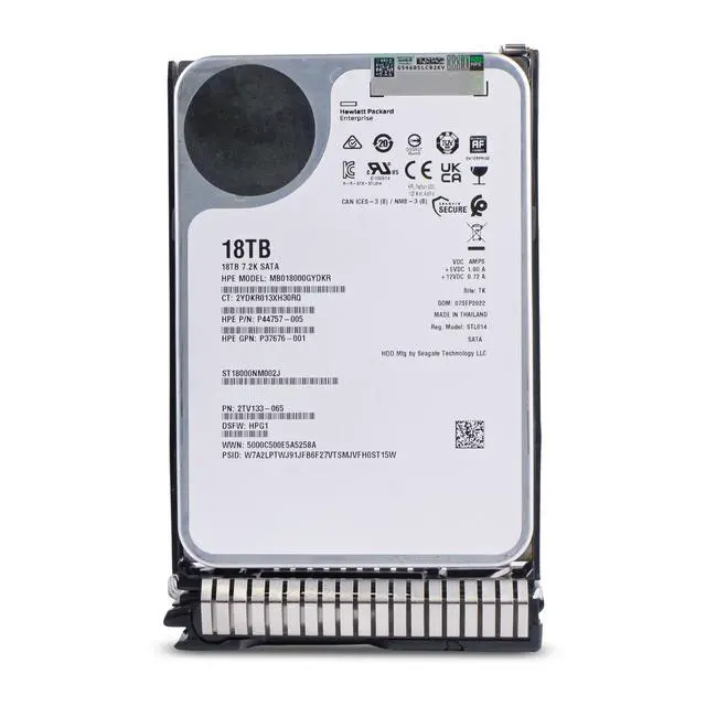 Alt view image 2 of 7 - HP Generation 8 MB018000GYDKR P44757-005 18TB 7.2K RPM SATA 6Gb/s 512e 256MB 3.5in Enterprise Hard Drive