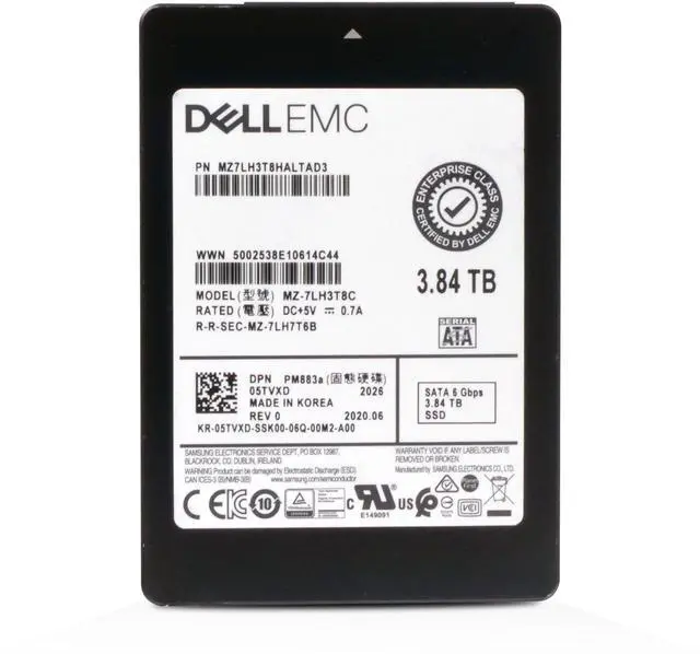 Alt view image 2 of 7 - Dell/Samsung PM883a MZ7LH3T8HALTAD3 3.84TB 1 DWPD SATA 6Gb/s 3D TLC 2.5in Enterprise Solid State Drive