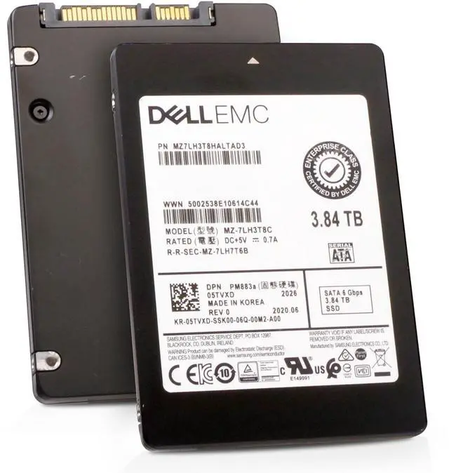 Main image of Dell/Samsung PM883a MZ7LH3T8HALTAD3 3.84TB 1 DWPD SATA 6Gb/s 3D TLC 2.5in Enterprise Solid State Drive