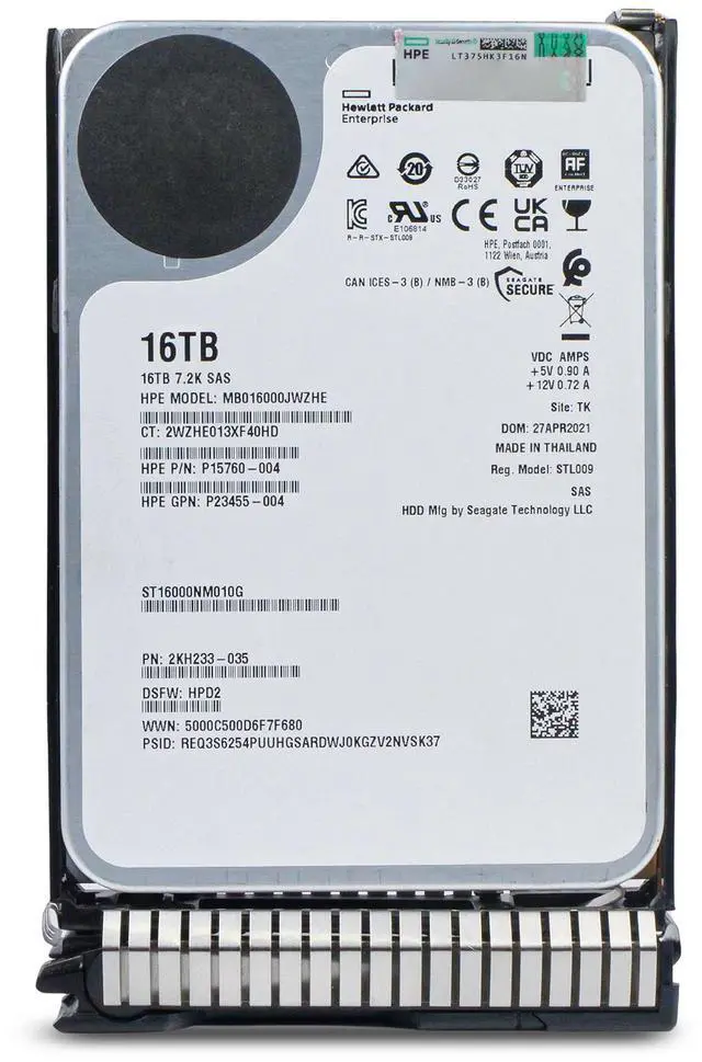 Alt view image 3 of 7 - HP Generation 8 MB016000JWZHE P15760-004 16TB 7.2K RPM SAS 12Gb/s 512e 256MB 3.5in Enterprise Hard Drive