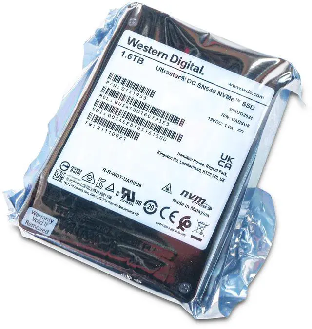 Alt view image 4 of 5 - Western Digital Ultrastar DC SN640 WUS4CB016D7P3E3 0TS1953 1.6TB 2 DWPD PCIe Gen 3.1 x4 4GB/s 3D TLC U.2 NVMe 2.5in Enterprise Solid State Drive