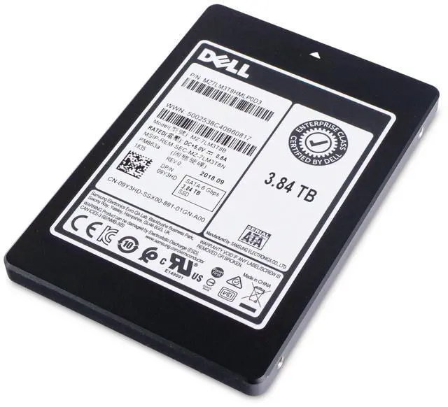 Alt view image 6 of 7 - Dell/Samsung PM863a MZ7LM3T8HMLP0D3 3.84TB 1.3 DWPD SATA 6Gb/s 3D TLC 2.5in Enterprise Solid State Drive