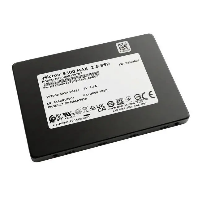 Alt view image 6 of 7 - Micron 5300 MAX MTFDDAK1T9TDT 1.92TB 5 DWPD SATA 6Gb/s 3D TLC 2.5in Enterprise Mixed Use Solid State Drive
