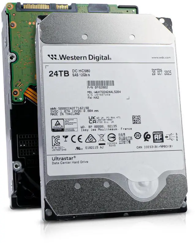 Main image of Western Digital Ultrastar DC HC580 WUH722424AL5204 0F62802 24TB 7.2K RPM SAS 12Gb/s 512e 3.5in Enterprise Hard Drive