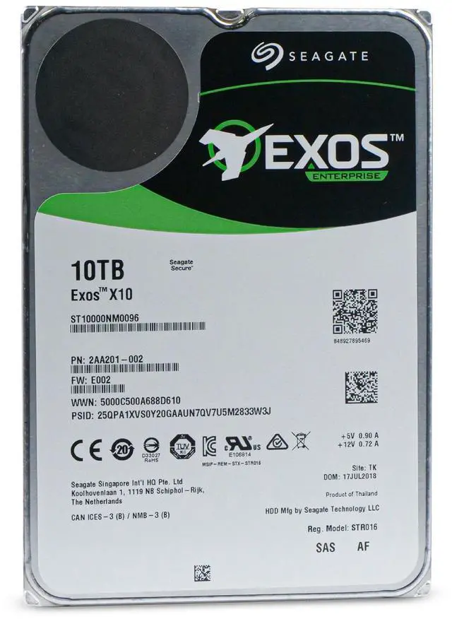Alt view image 3 of 7 - Seagate Exos X10 ST10000NM0096 10TB 7.2K RPM SAS 12Gb/s 512e 256MB 3.5" Enterprise Hard Drive