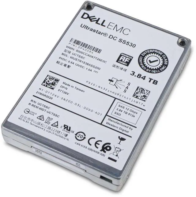 Alt view image 6 of 7 - Dell/Western Digital Ultrastar DC SS530 WUSTR1538ASS200 0P40594 3.84TB 1 DWPD SAS 12Gb/s 3D TLC 2.5in Enterprise Read Intensive Solid State Drive