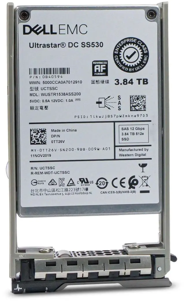 Alt view image 3 of 7 - Dell G13 0TT26V 3.84TB 1 DWPD SAS 12Gb/s 3D TLC 2.5in Enterprise Read Intensive Solid State Drive