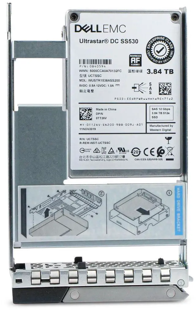 Alt view image 3 of 7 - Dell G14 0TT26V 3.84TB 1 DWPD SAS 12Gb/s 3D TLC Hybrid 3.5in Enterprise Read Intensive Solid State Drive