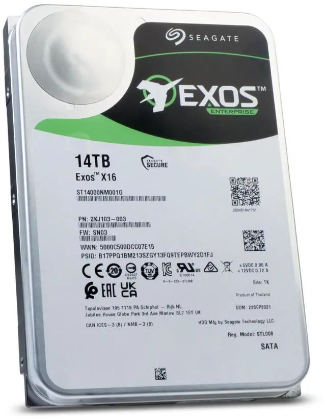 Alt view image 4 of 7 - Seagate Exos X16 ST14000NM001G 14TB 7.2K RPM SATA 6Gb/s 512e 256MB 3.5" Enterprise Hard Drive