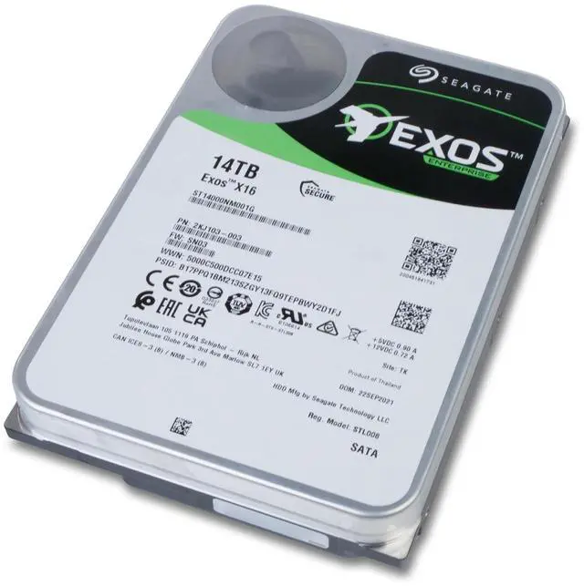Alt view image 6 of 7 - Seagate Exos X16 ST14000NM001G 14TB 7.2K RPM SATA 6Gb/s 512e 256MB 3.5" Enterprise Hard Drive
