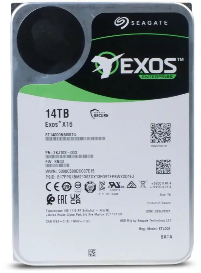 Alt view image 2 of 7 - Seagate Exos X16 ST14000NM001G 14TB 7.2K RPM SATA 6Gb/s 512e 256MB 3.5" Enterprise Hard Drive