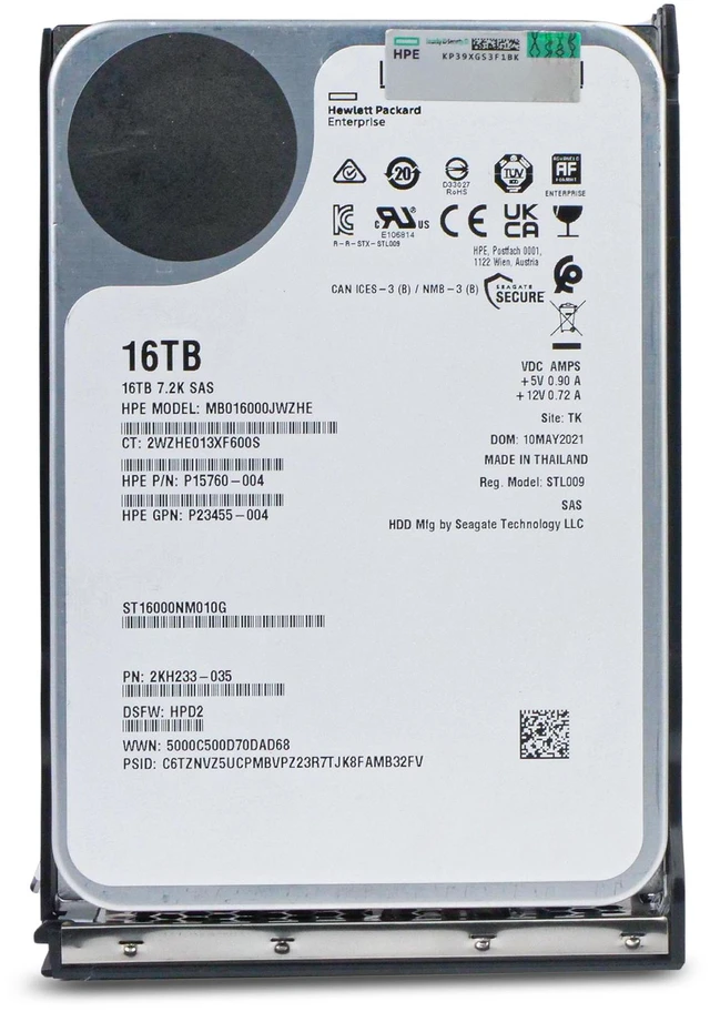 Alt view image 3 of 7 - Seagate/HP Generation 11 MB016000JWZHE P15760-004 16TB 7.2K RPM SAS 12Gb/s 512e 256MB 3.5in Enterprise Hard Drive