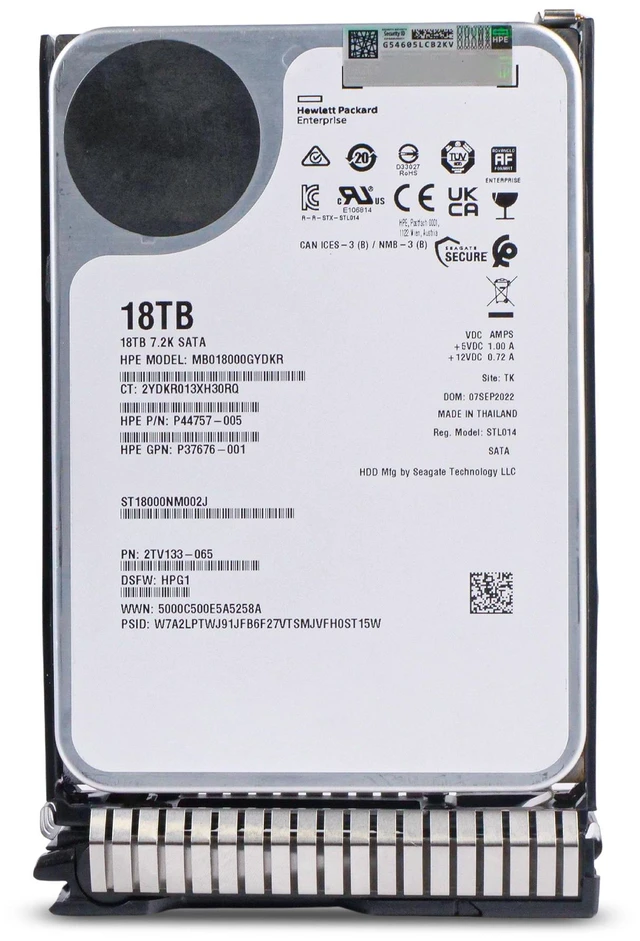 Alt view image 2 of 7 - Seagate/HP Generation 8 MB018000GYDKR P44757-005 18TB 7.2K RPM SATA 6Gb/s 512e 256MB 3.5in Enterprise Hard Drive