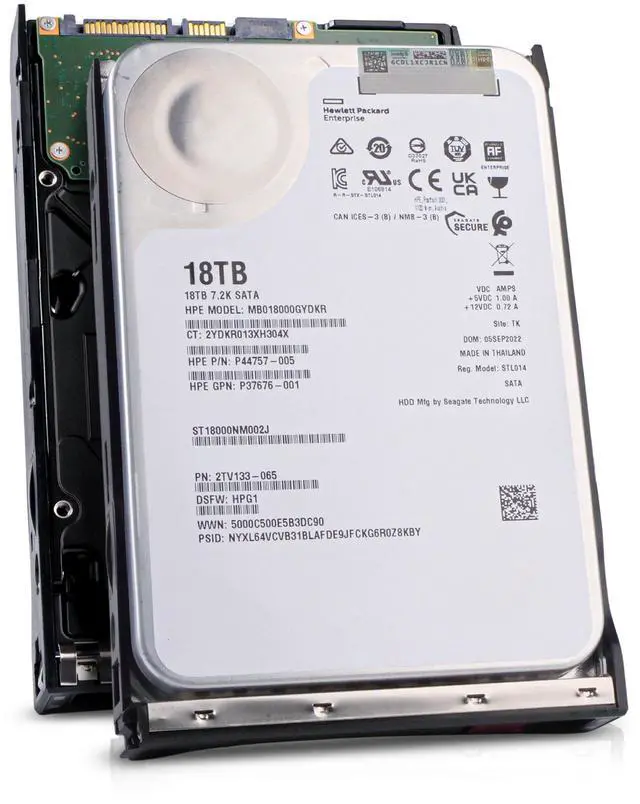 Main image of Seagate/HP Generation 11 MB018000GYDKR P44757-005 18TB 7.2K RPM SATA 6Gb/s 512e 256MB 3.5in Enterprise Hard Drive