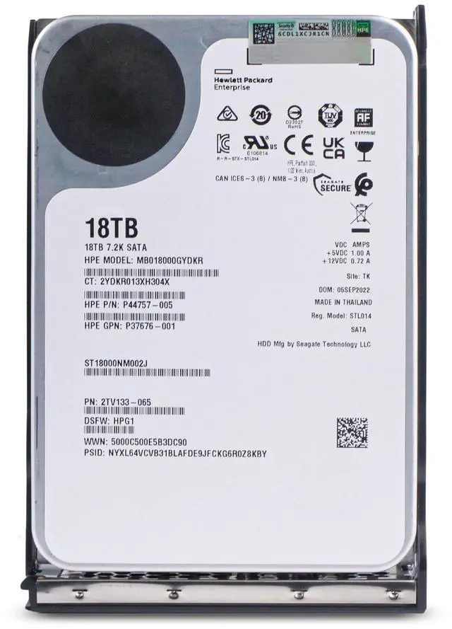 Alt view image 2 of 7 - Seagate/HP Generation 11 MB018000GYDKR P44757-005 18TB 7.2K RPM SATA 6Gb/s 512e 256MB 3.5in Enterprise Hard Drive