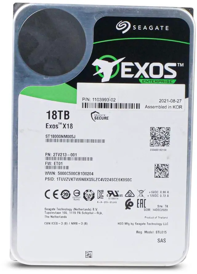 Alt view image 6 of 7 - Seagate Exos X18 ST18000NM005J 18TB 7.2K RPM SAS 12Gb/s 512e SED 3.5in Enterprise Hard Drive
