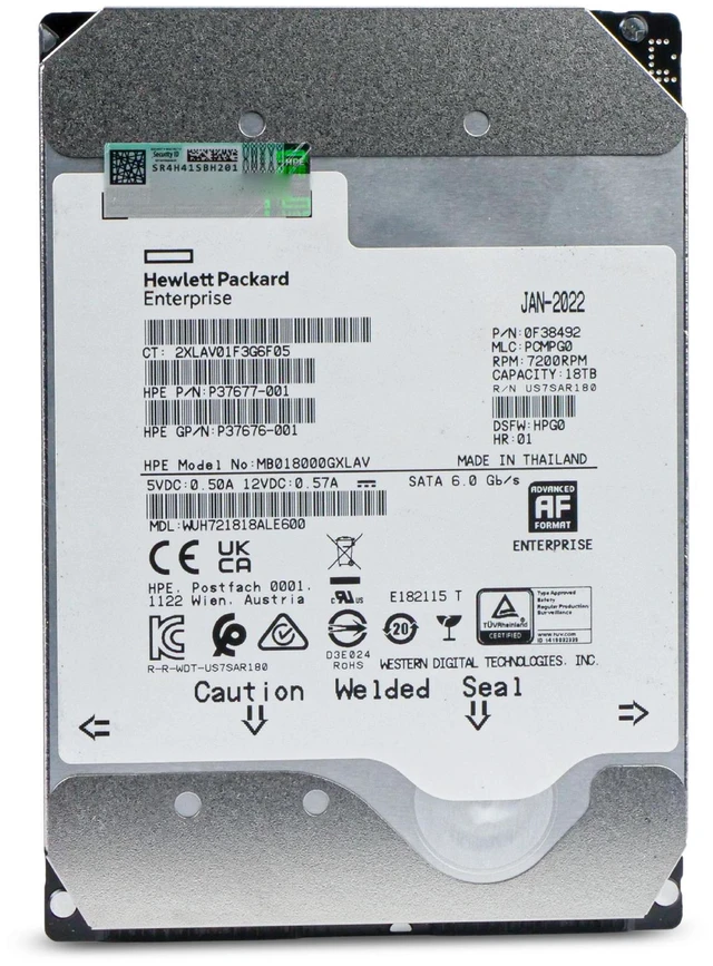Alt view image 2 of 7 - Western Digital/HP 18TB WUH721818ALE600 7.2K RPM SATA 6Gb/s 512e 3.5" Enterprise HDD