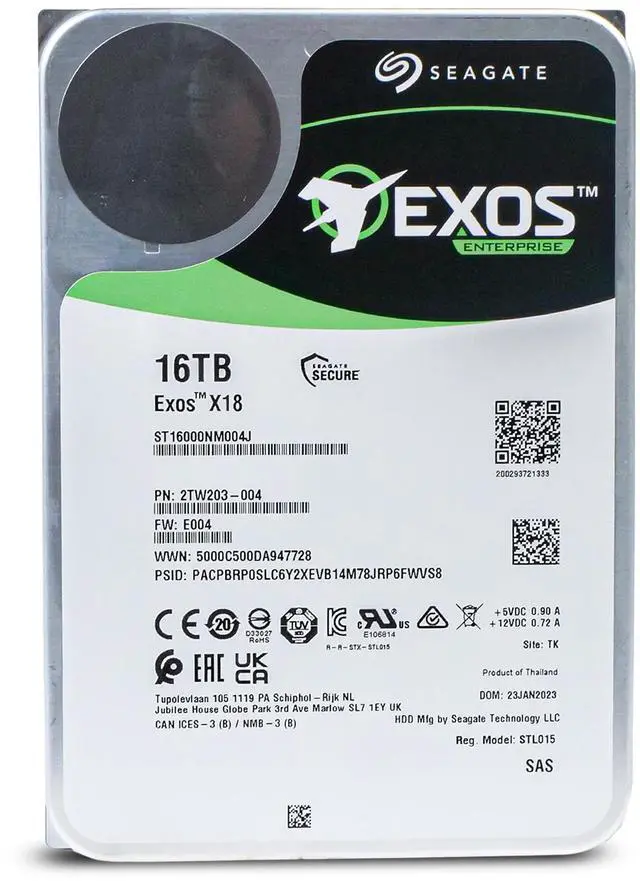 Alt view image 3 of 7 - Seagate Exos X18 16TB ST16000NM004J 7.2k RPM SAS 12 Gb/s 256MB Cache 512e/4Kn 3.5-inch Enterprise Hard Drive