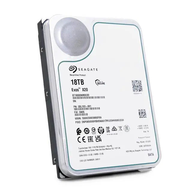 Alt view image 9 of 13 - Seagate Exos X20 18TB SATA 6Gb/s 3.5" Enterprise Hard Drive - ST18000NM003D