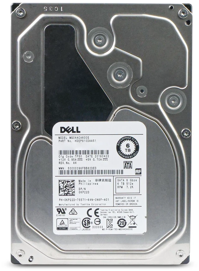 Alt view image 2 of 7 - Dell/Toshiba MG04ACA MG04ACA600E 6TB 7.2K RPM SATA 6Gb/s 512e 128MB 3.5in Enterprise Hard Drive