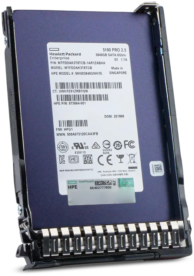 Alt view image 4 of 7 - HP Generation 8 MK003840GWHTE 875664-001 3.84TB 2.5 DWPD SATA 6Gb/s 3D TLC 2.5in Enterprise Solid State Drive