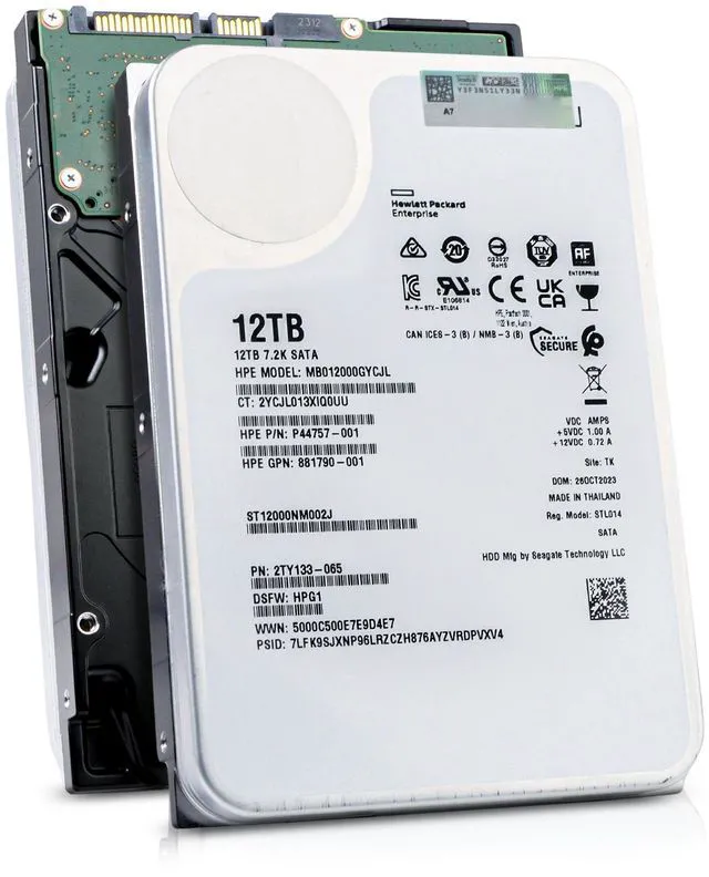 Main image of Seagate/HP Exos X18 ST12000NM002J 12TB 7.2K RPM SATA 6Gb/s 512e 256MB 3.5in Enterprise Hard Drive