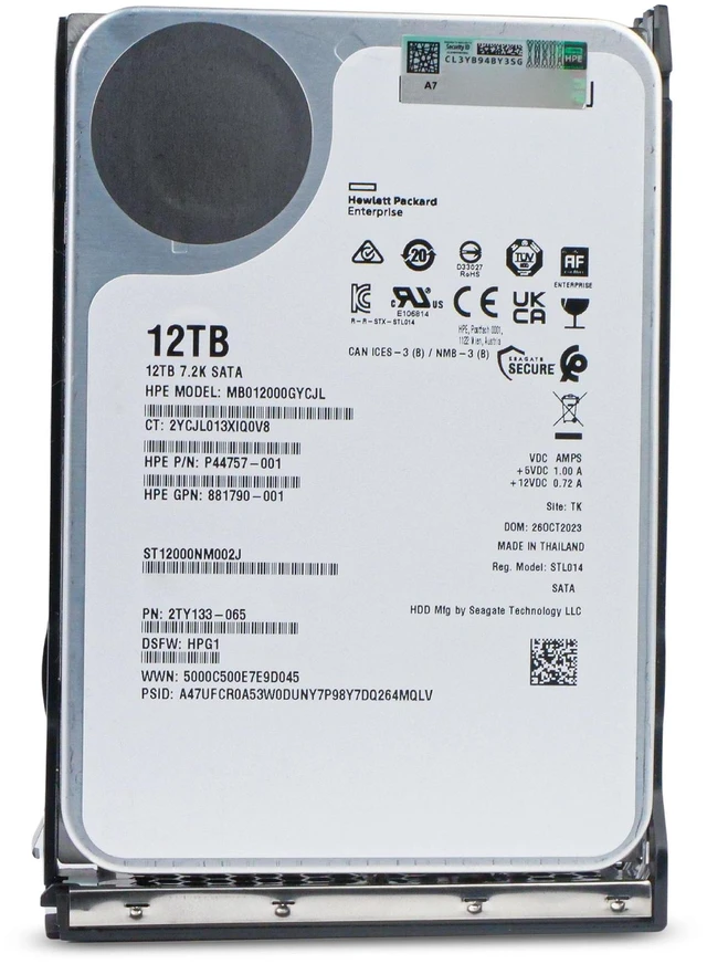 Alt view image 2 of 7 - Seagate/HP Generation 11 MB012000GYCJL P44757-001 12TB 7.2K RPM SATA 6Gb/s 512e 256MB 3.5in Enterprise Hard Drive