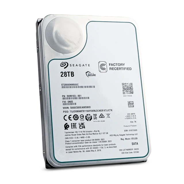 Alt view image 5 of 7 - Seagate Exos X 28TB Internal Hard Drive HDD - 3.5 In CMR SATA 6Gb/s, 7200 RPM, 512MB Cache, 2.5M MTBF (ST28000NM000C)