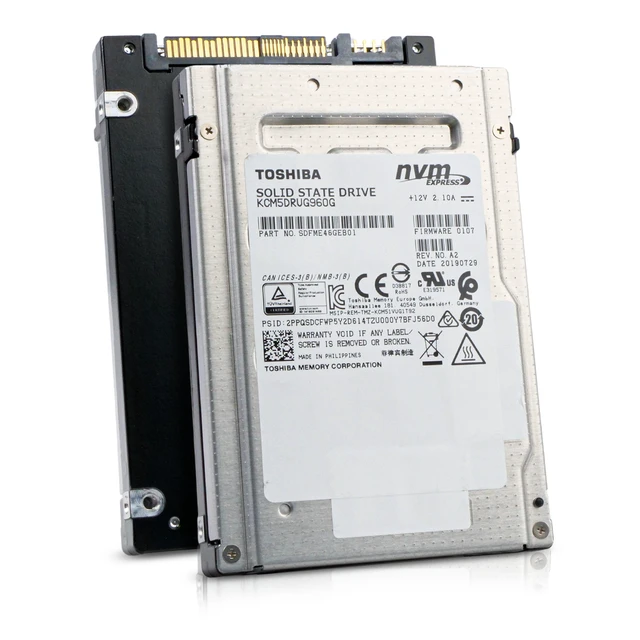 Alt view image 8 of 14 - Toshiba CM5-R 960GB KCM5DRUG960G PCIe Gen 3.0 x4 4GB/s 3D TLC U.2 NVMe 2.5" SSD