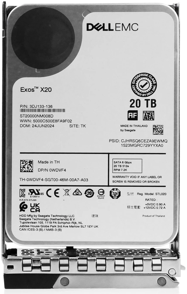 Alt view image 2 of 7 - Dell G14 0WDVF4 20TB 7.2K RPM SATA 6Gb/s 512e 256MB Cache 3.5in Enterprise Hard Drive