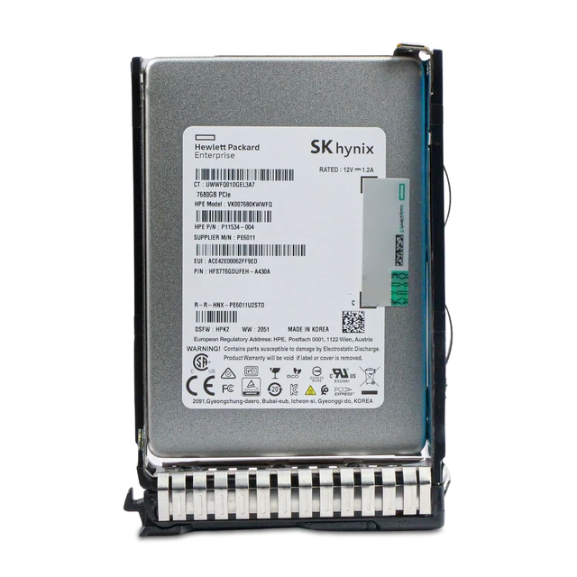 Alt view image 4 of 7 - HP Generation 8 VK007680KWWFQ P11534-004 7.68TB 1 DWPD PCIe Gen 3.0 x4 4GB/s 3D TLC U.2 NVMe 2.5in Read Intensive Enterprise Solid State Drive