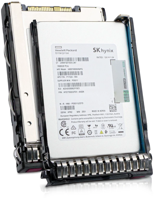 Main image of HP Generation 8 VK007680KWWFQ P11534-004 7.68TB 1 DWPD PCIe Gen 3.0 x4 4GB/s 3D TLC U.2 NVMe 2.5in Read Intensive Enterprise Solid State Drive