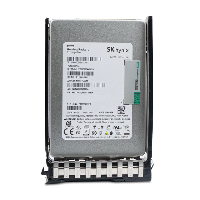 Alt view image 4 of 7 - HP Generation 11 VK007680KWWFQ P11534-004 7.68TB 1 DWPD PCIe Gen 3.0 x4 4GB/s 3D TLC U.2 NVMe 2.5in Read Intensive Enterprise Solid State Drive