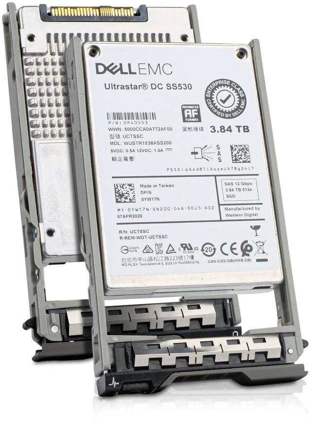 Main image of Dell G13 0YW17N 3.84TB 1 DWPD SAS 12Gb/s 512e 3D TLC 2.5in Read Intensive Enterprise Solid State Drive