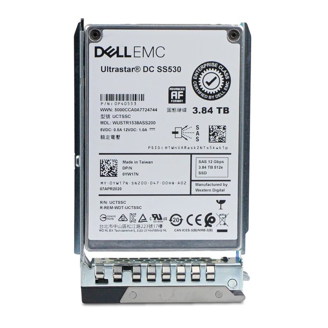 Alt view image 4 of 7 - Dell G14 0YW17N 3.84TB 1 DWPD SAS 12Gb/s 512e 3D TLC 2.5in Read Intensive Enterprise Solid State Drive