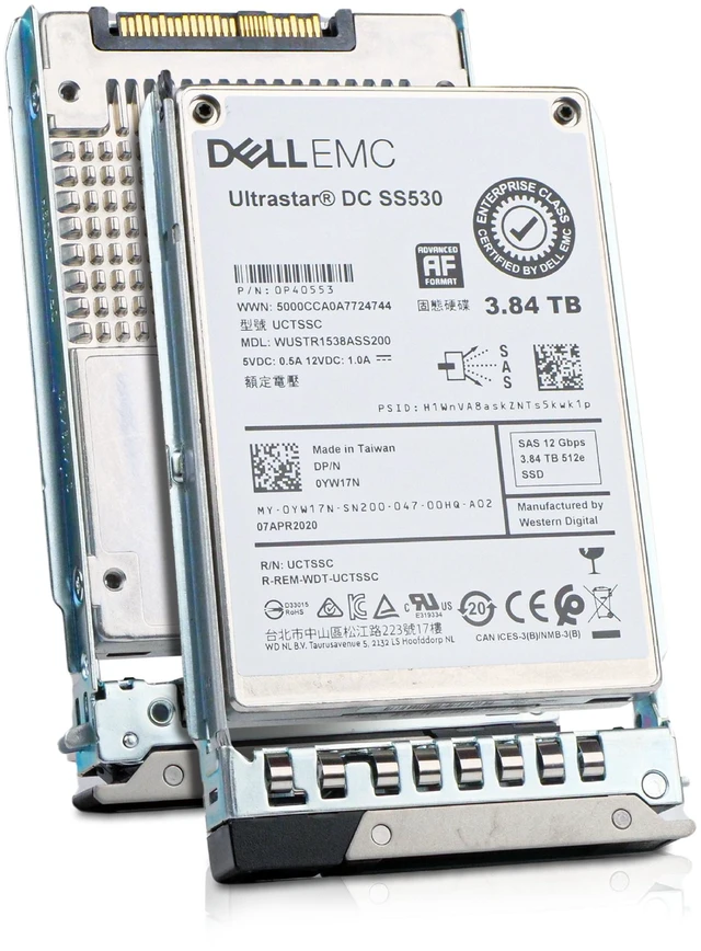 Main image of Dell G14 0YW17N 3.84TB 1 DWPD SAS 12Gb/s 512e 3D TLC 2.5in Read Intensive Enterprise Solid State Drive