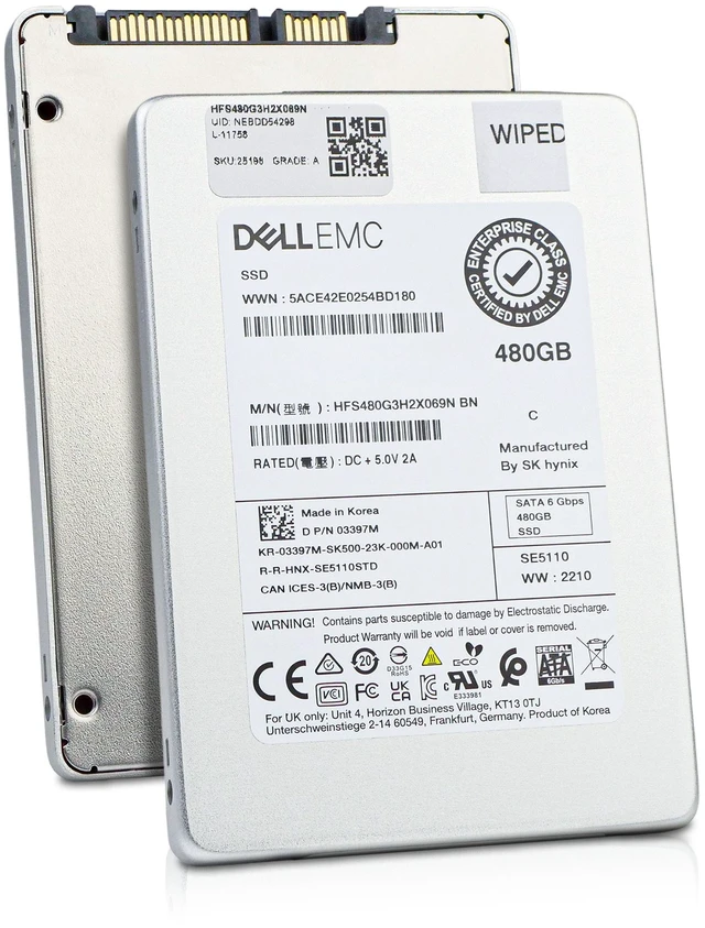 Main image of Dell/SK hynix SE5110 HFS480G3H2X069N 480GB 1 DWPD SATA 6Gb/s 3D TLC 2.5in Enterprise Read Intensive Solid State Drive