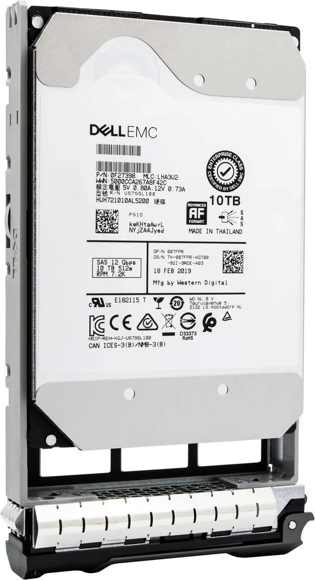 Alt view image 2 of 4 - Dell 400-ANVL 10TB 7.2K RPM NL-SAS 12Gbps 3.5-Inch 13G PowerEdge Hard Drive | WD HUH721010AL5200 Enterprise HDD | Compatible with 007FPR 07FPR 400-ANVE T440 T340 R430