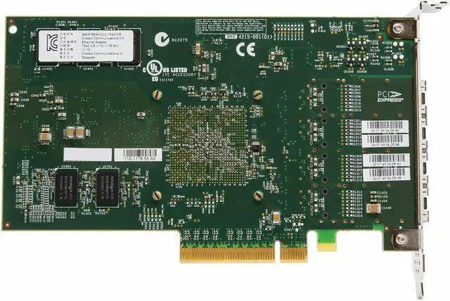 Alt view image 2 of 4 - Chelsio T540-CR Quad Port SFP+ 10GbE PCIe 3.0 x8 Unified Wire Adapter Server Network Card (110-1178-50)