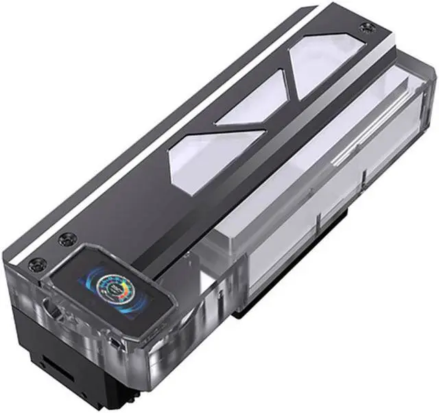 Main image of Bykski DDC Pump / 220mm Reservoir Station w/ Temp Digital Display and 5v Addressable RGB (RBW) (CP-DDC-X-TK220-V2)