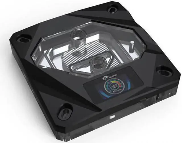 Main image of Bykski CPU-FIRE-ON-I CPU Water Cooling Block w/ Temp Digital Display - Black w/ 5v Addressable RGB (RBW) (LGA 115x / 20xx)