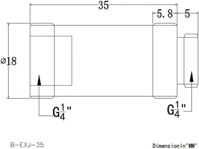 Alt view image 2 of 2 - Bykski G 1/4in. Male/Female Extension Coupler - 35mm (B-EXJ-35)